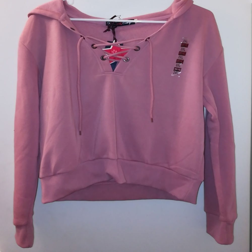 Cropped laceup hoodie